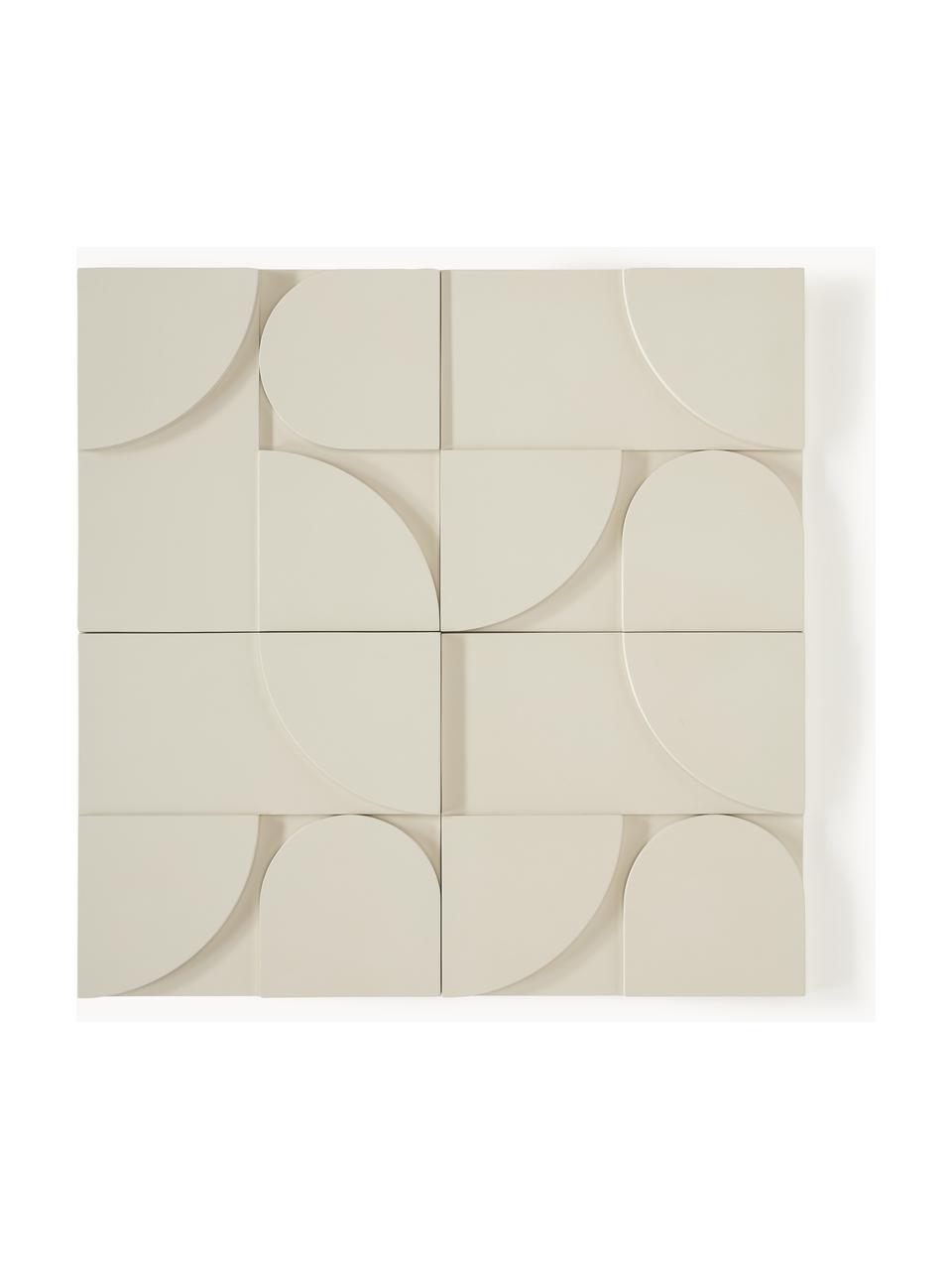 Decoración de pared Massimo, 4 uds., Tablero de fibras de densidad media (MDF), Beige claro, An 80 x Al 80 cm