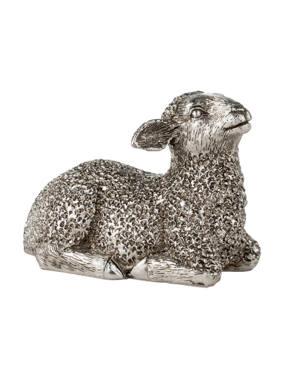 Deko-Objekt Lamb, Kunststoff, Silberfarben, 9 x 6 cm