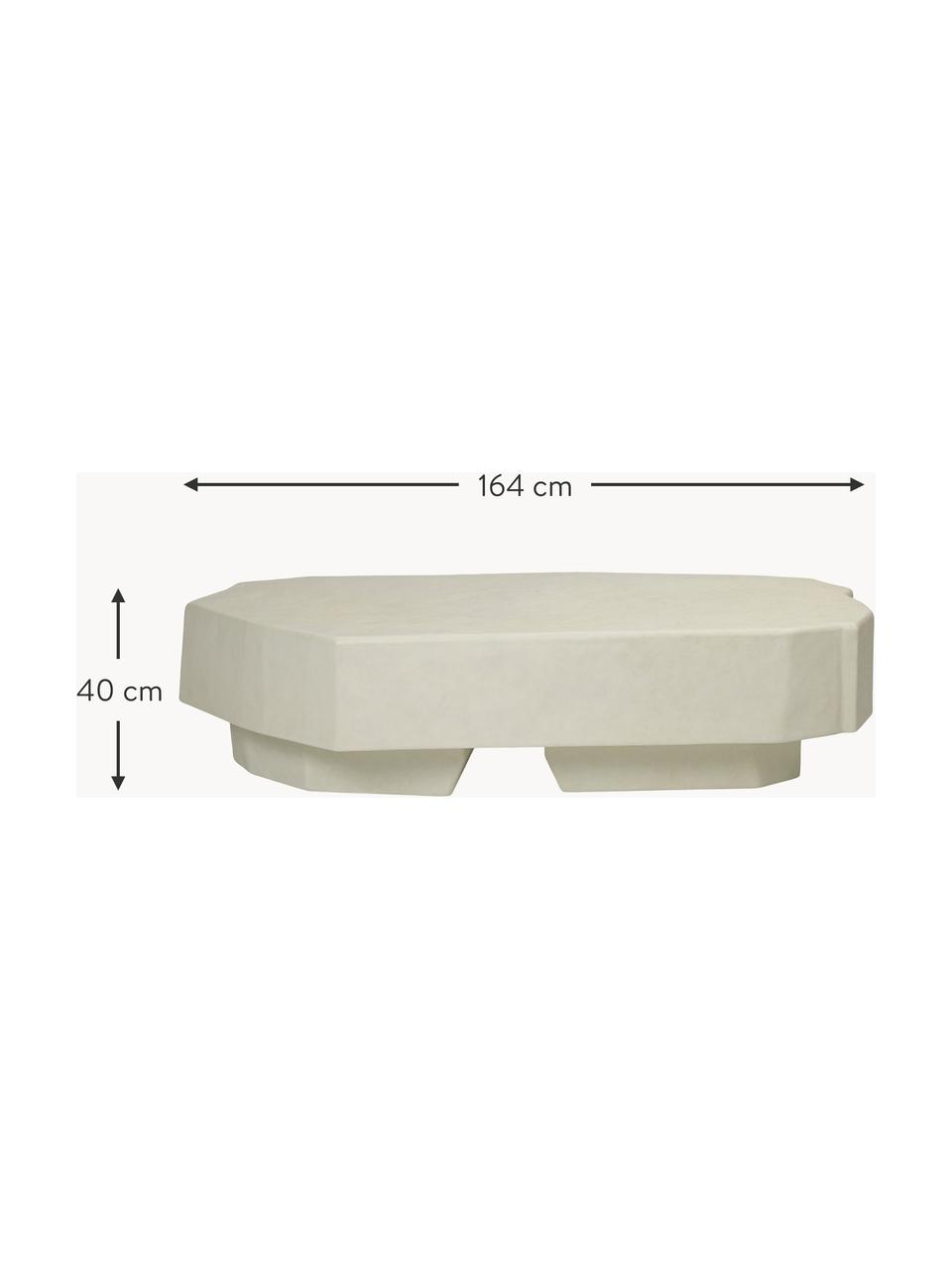 Beton-Couchtisch Staffa in organischer Form, Beton, glasfaserverstärkt, Off White, matt, B 164 x T 82 cm