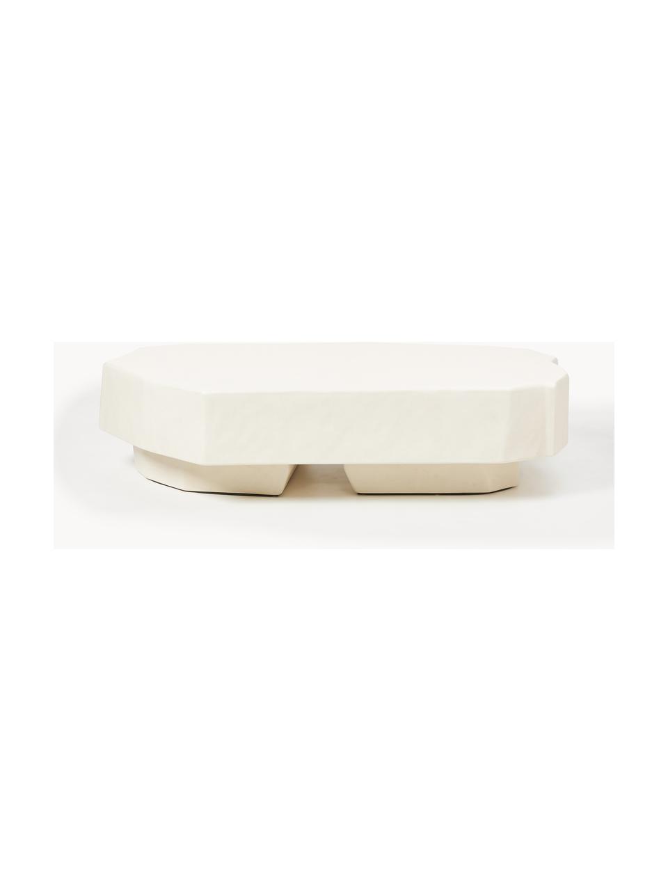 Beton-Couchtisch Staffa in organischer Form, Beton, glasfaserverstärkt, Off White, matt, B 164 x T 82 cm