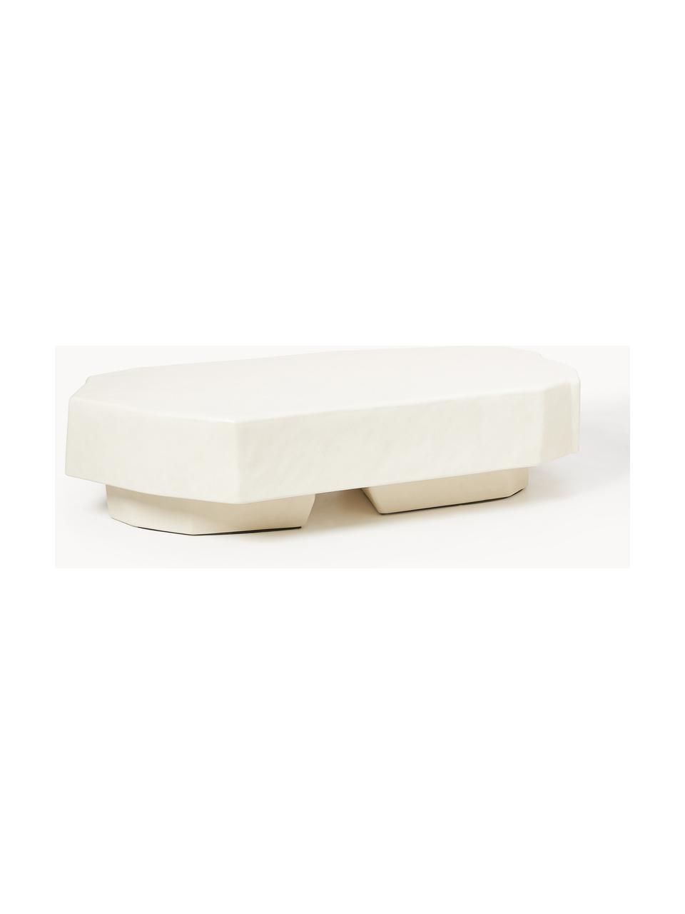 Beton-Couchtisch Staffa in organischer Form, Beton, glasfaserverstärkt, Off White, matt, B 164 x T 82 cm