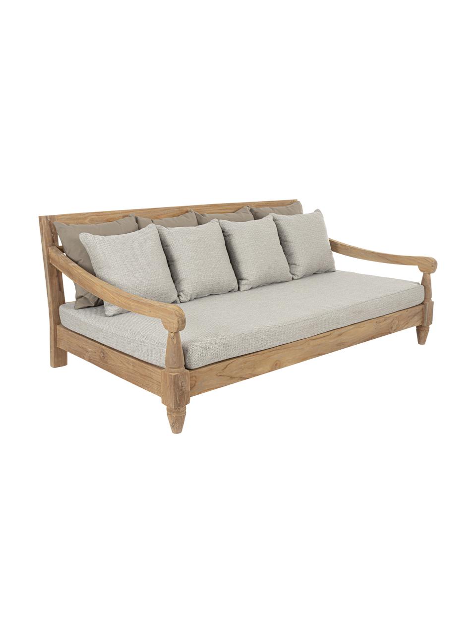 Sofa ogrodowa z drewna tekowego Bali (4-osobowa), Tapicerka: 100% poliester odporny na, Drewno tekowe, beżowy, S 190 x G 112 cm