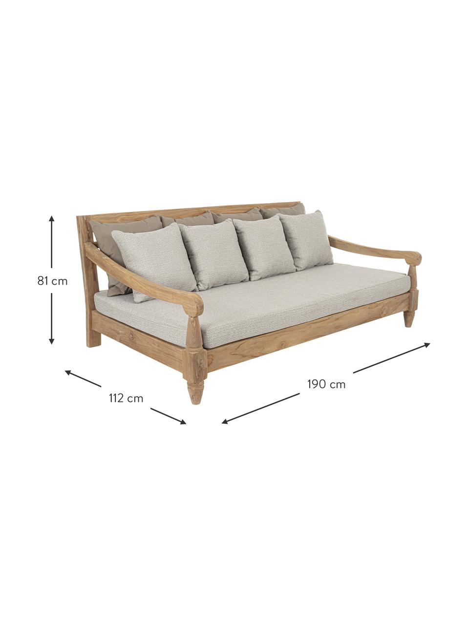 Tuin loungebank Bali van teakhout (4-zits), Frame: FSC-gecertificeerd teakho, Bekleding: 100% polyester, UV- en wa, Teakhoutkleurig, beige, B 190 x D 112 cm