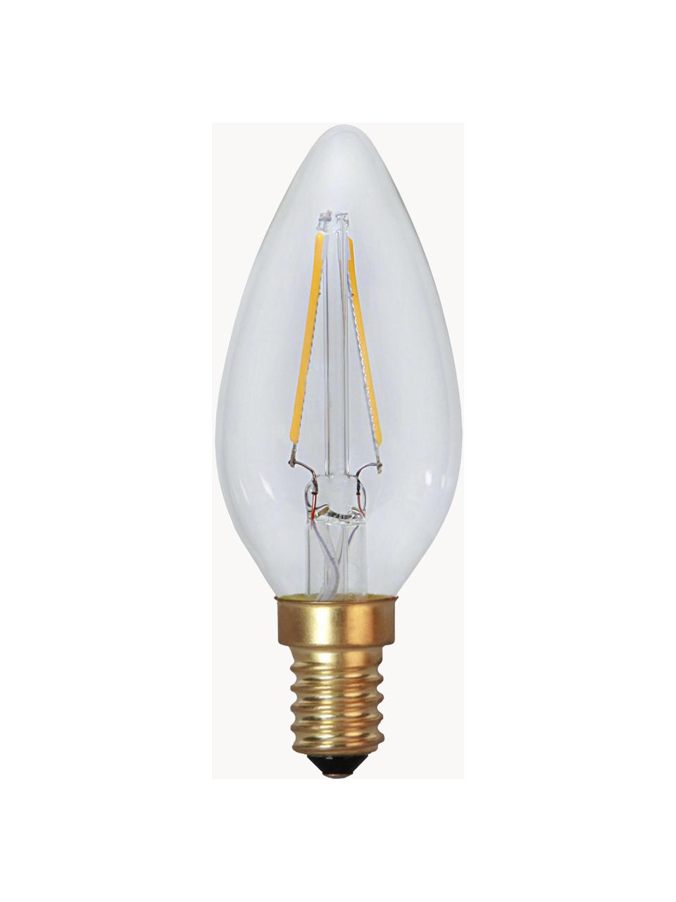 Lampadine E14, bianco caldo, 2 pz, Lampadina: vetro, Base lampadina: alluminio, Trasparente, ottonato, Ø 4 x 120 lm