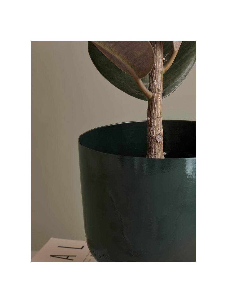 Plantenpot Holly in donkergroen, Gecoat metaal, Donkergroen, glanzend, Ø 17 x H 17 cm