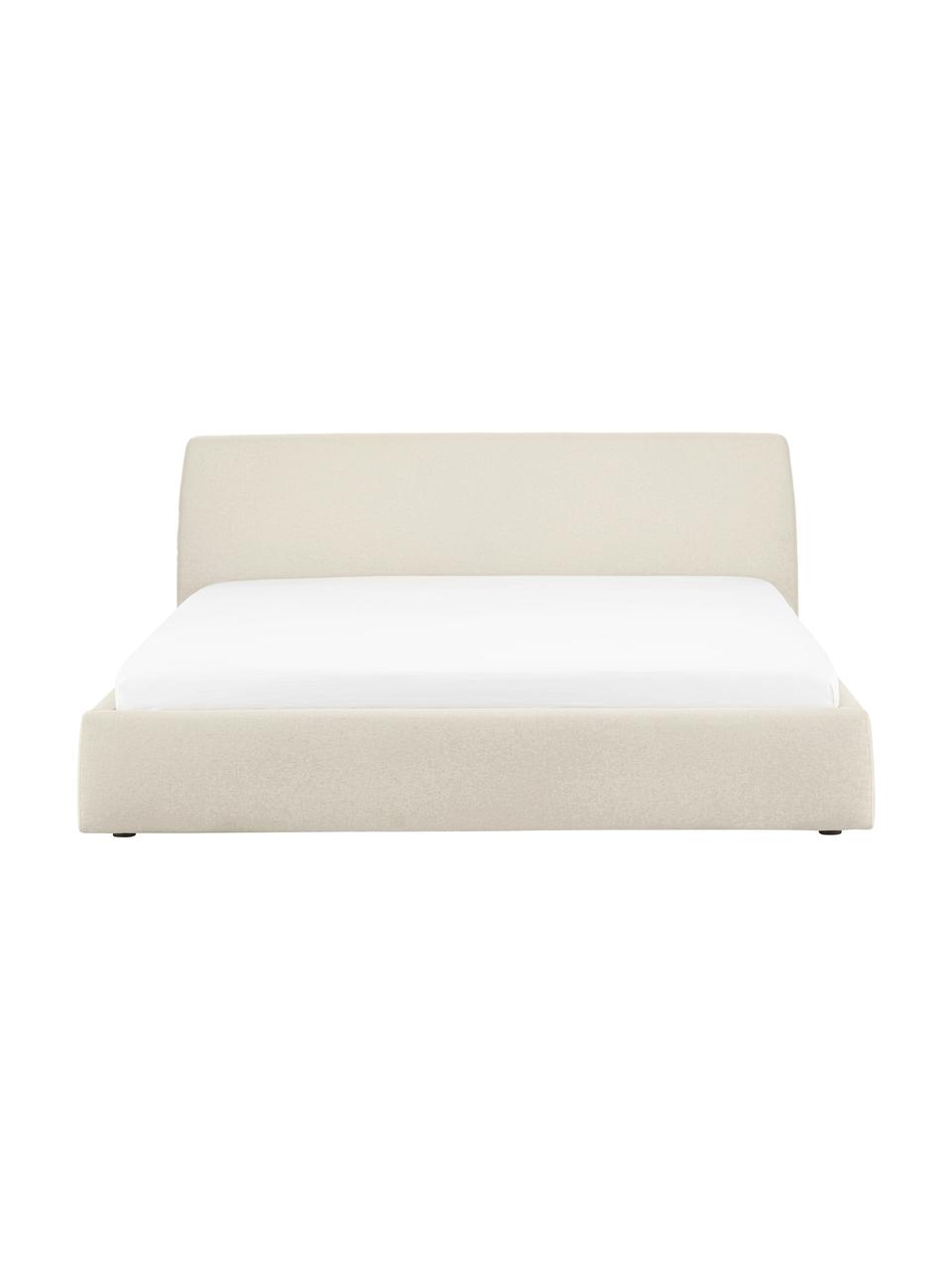 Letto imbottito con contenitore Cloud, Rivestimento: tessuto finemente struttu, Tessuto beige scuro, Larg. 160 x Lung. 200 cm