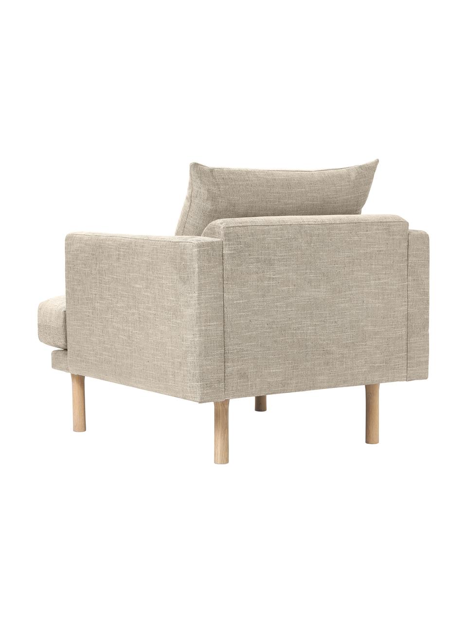 Poltrona Adrian, Rivestimento: 47% viscosa, 23% cotone, , Struttura: compensato, Piedini: legno di quercia oliato, Tessuto beige scuro, Larg. 90 x Alt. 79 cm