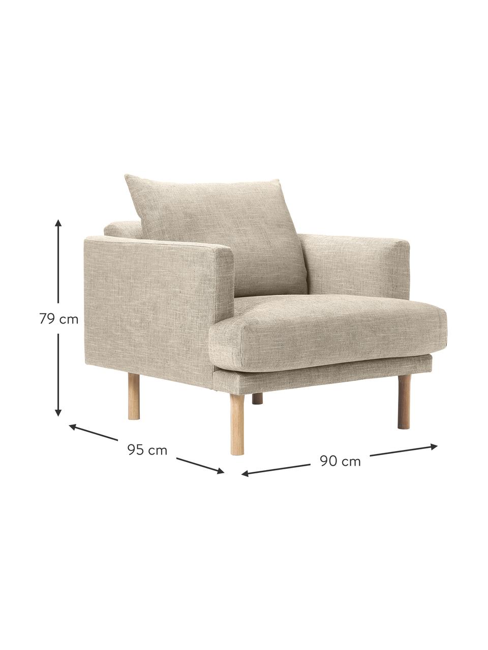 Poltrona Adrian, Rivestimento: 47% viscosa, 23% cotone, , Struttura: compensato, Piedini: legno di quercia oliato, Tessuto beige scuro, Larg. 90 x Alt. 79 cm