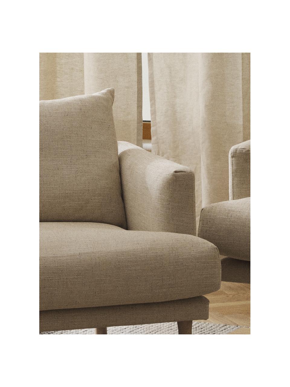 Sofa fauteuil Adrian, Bekleding: 47% viscose, 23% katoen, , Frame: multiplex, Poten: eikenhout, geolied Dit pr, Geweven stof beige, B 90 x D 95 cm
