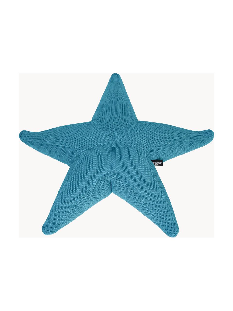 Puf artesanal pequeño para exterior Starfish, Tapizado: 70% PAN + 30% PES, imperm, Azul petróleo, An 83 x L 83 cm