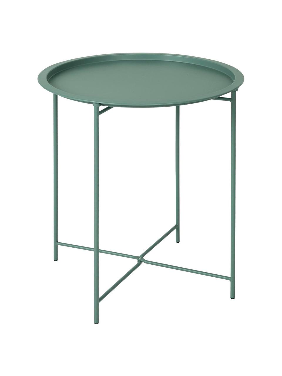 Tavolino-vassoio in metallo verde Sangro, Metallo verniciato a polvere, Verde, Ø 46 x Alt. 52 cm