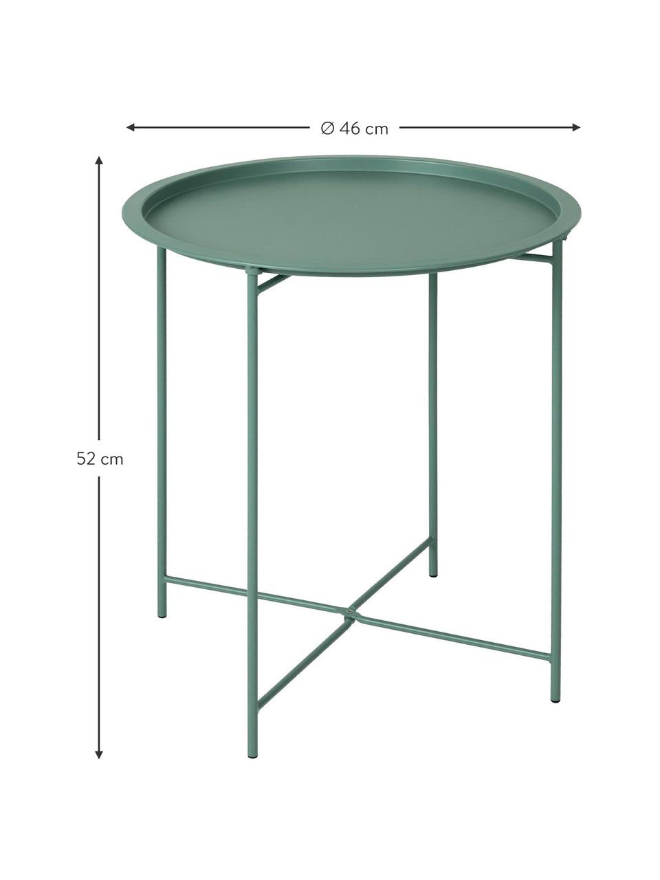 Kulatý kovový stolek Sangro, Kov s práškovým nástřikem, Zelená, Ø 46 cm, V 52 cm