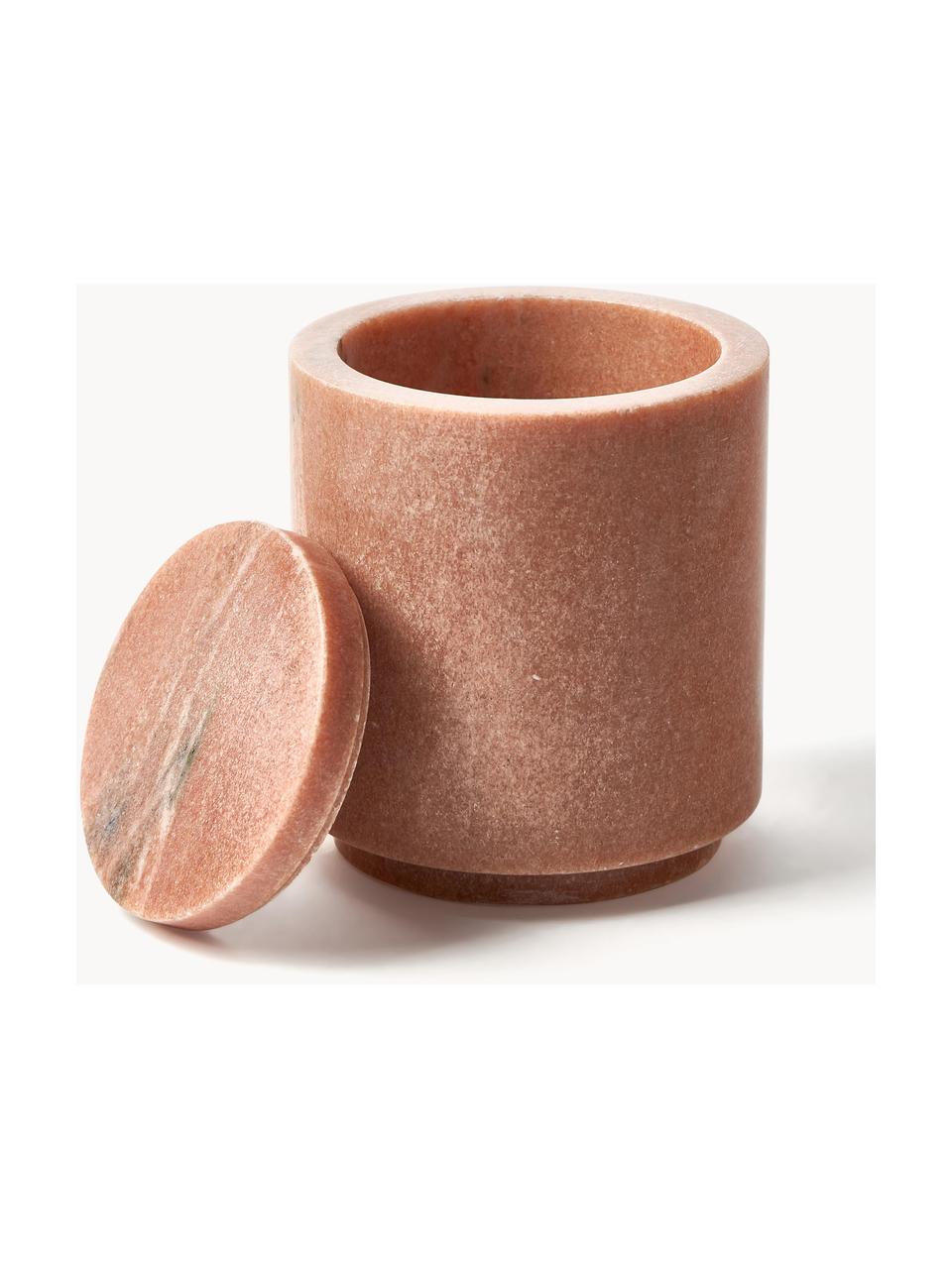 Marmeren opbergpot Simba, H 14 cm, Marmer, Terracotta, gemarmerd, Ø 12 x H 14 cm