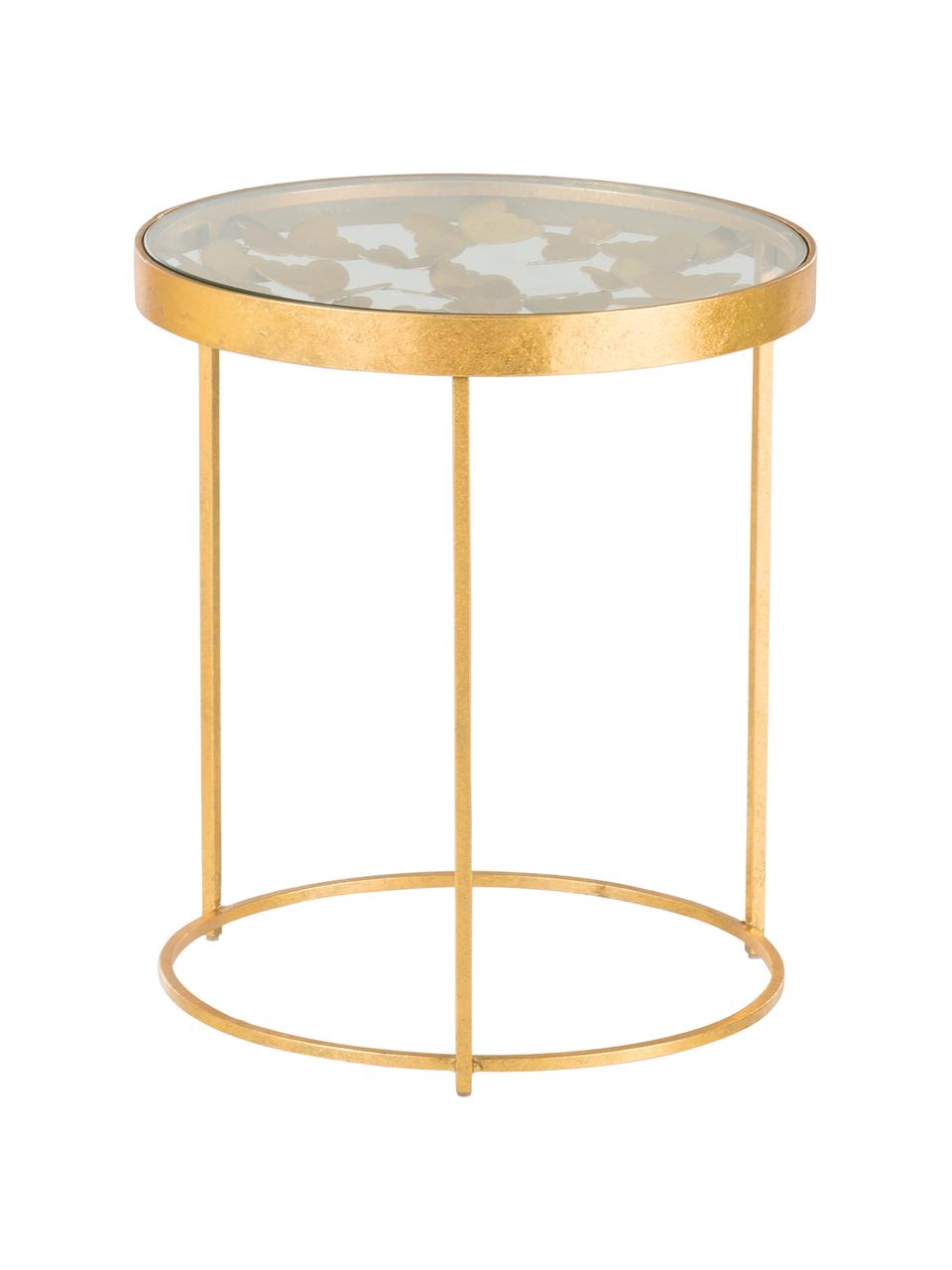 Odkládací stolek Butterfly, Zlatá, Ø 45 cm, V 52 cm