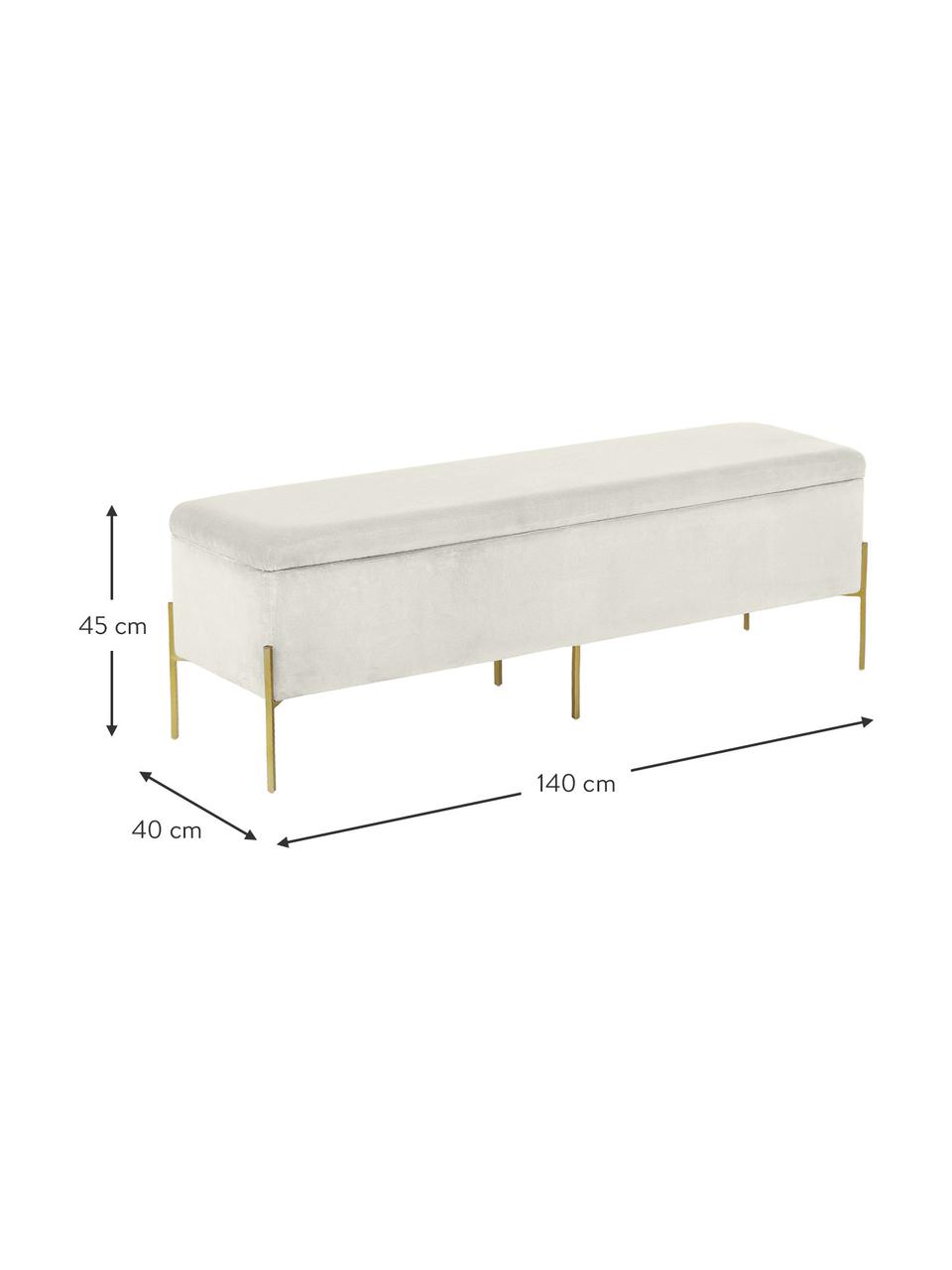 Panca contenitore imbottita in velluto Harper, Rivestimento: velluto Con 20.000 cicli , Velluto greige, dorato, Larg. 140 x Alt. 45 cm
