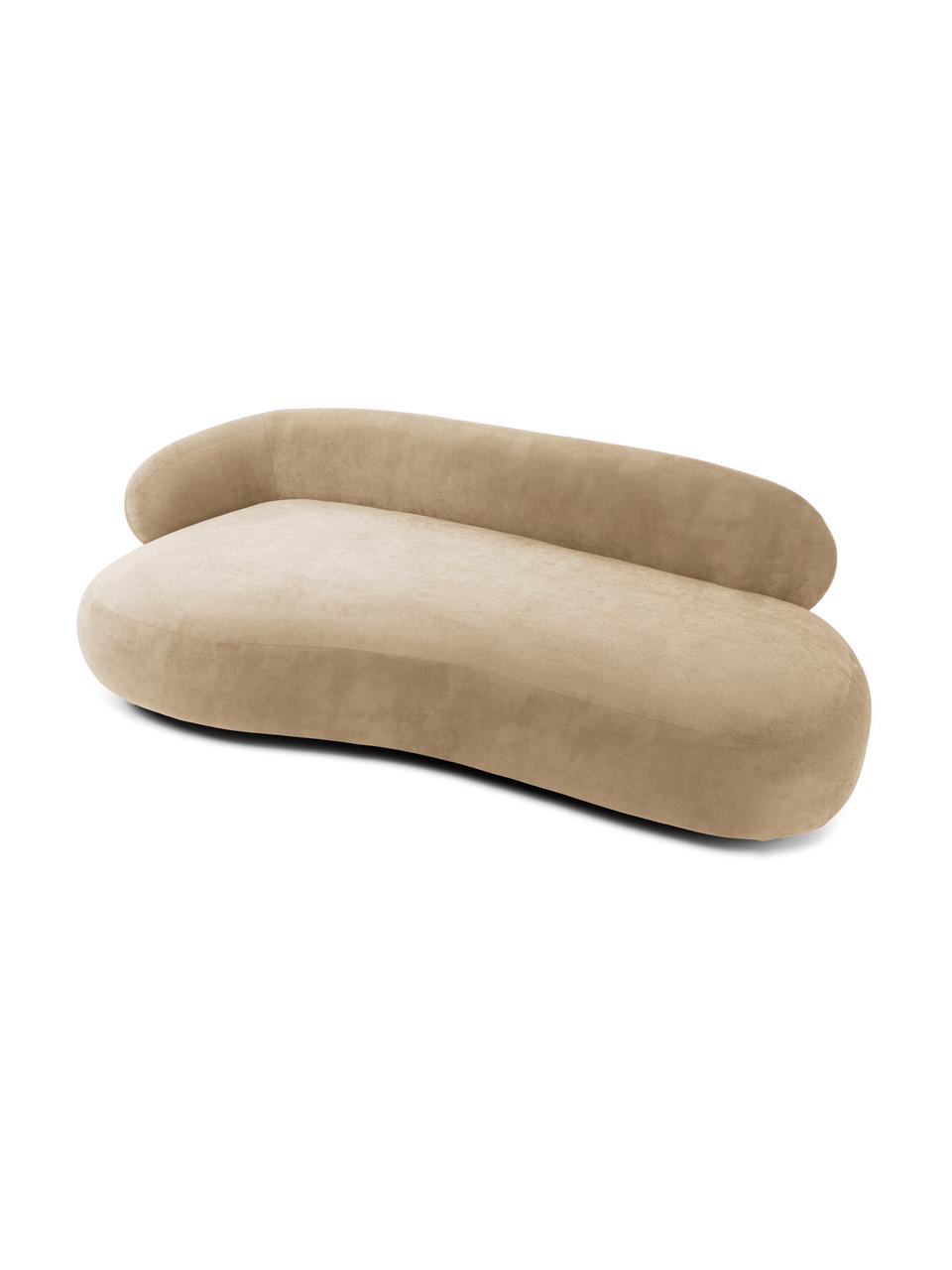 Sofá riñón Alba (3 plazas), Tapizado: 97% poliéster, 3% nylon A, Estructura: madera de abeto maciza, m, Patas: plástico, Tejido color arena, An 235 x F 114 cm, respaldo izquierdo
