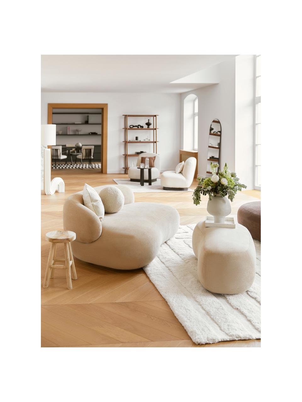 Divano 3 posti Alba, Rivestimento: 97% poliestere, 3% nylon , Struttura: legno di abete massiccio,, Piedini: plastica Questo prodotto , Tessuto beige, Larg. 235 x Prof. 114 cm, schienale a sinistra