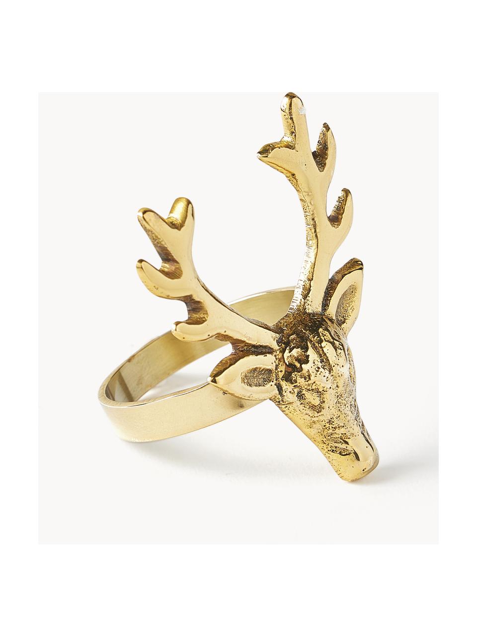 Serviettenringe Deer, 4 Stück, Metall, beschichtet, Goldfarben, B 5 x H 6 cm