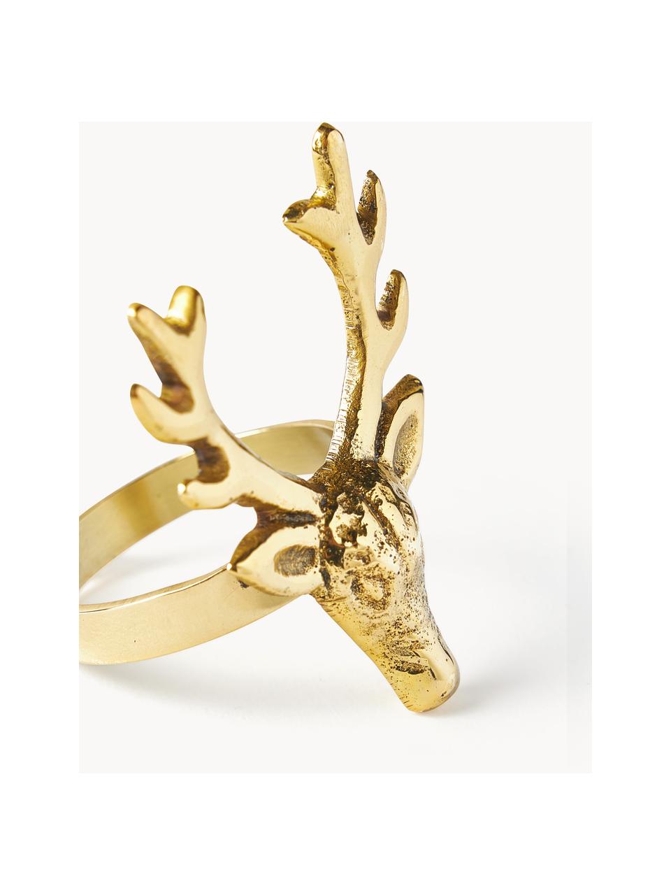 Serviettenringe Deer, 4 Stück, Metall, beschichtet, Goldfarben, B 5 x H 6 cm
