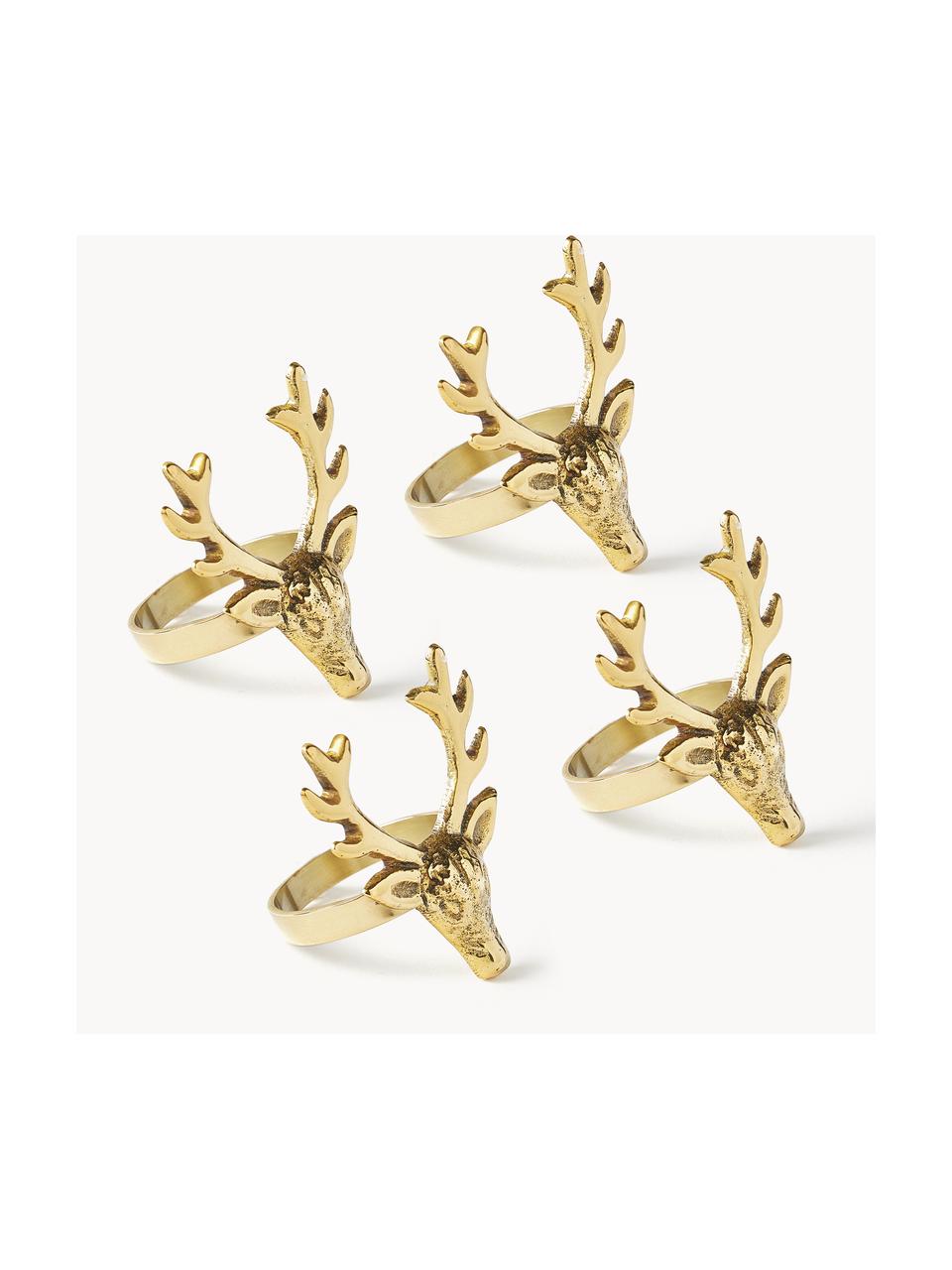 Krúžky na obrúsky Deer, 4 ks, Kov s práškovým náterom, Odtiene zlatej, Š 5 x V 6 cm