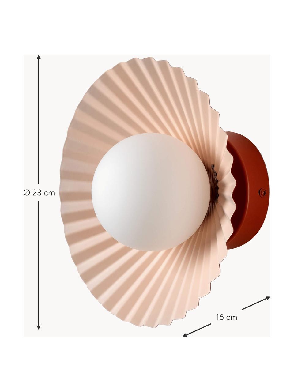 Wandleuchte The Pleat, Lampenschirm: Opalglas, Weiß, Apricot, Ø 23 x T 16 cm