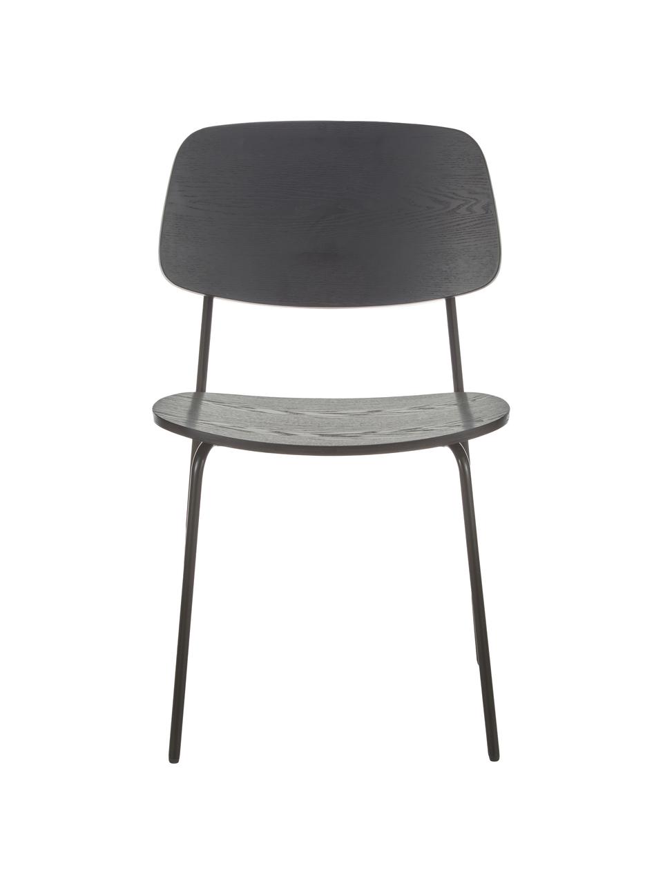 Krzesło z drewna Nadja, 2 szt., Nogi: metal malowany proszkowo, Czarny, S 50 x G 53 cm