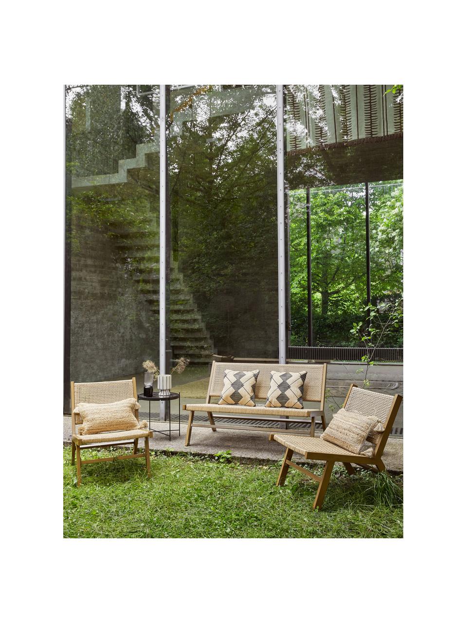 Ławka ogrodowa ze splotem z tworzywa sztucznego Palina, Stelaż: metal malowany proszkowo, Brązowy, S 121 x W 75 cm