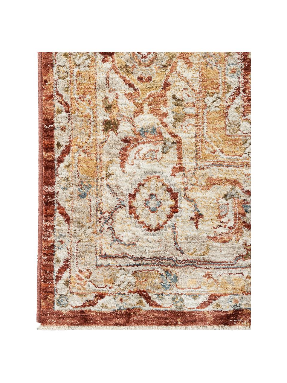 Tapis à poils courts avec motif ornemental Sahar, 100 % polyester, Tons rouges, tons jaunes, tons beiges, larg. 120 x long. 180 cm (taille S)