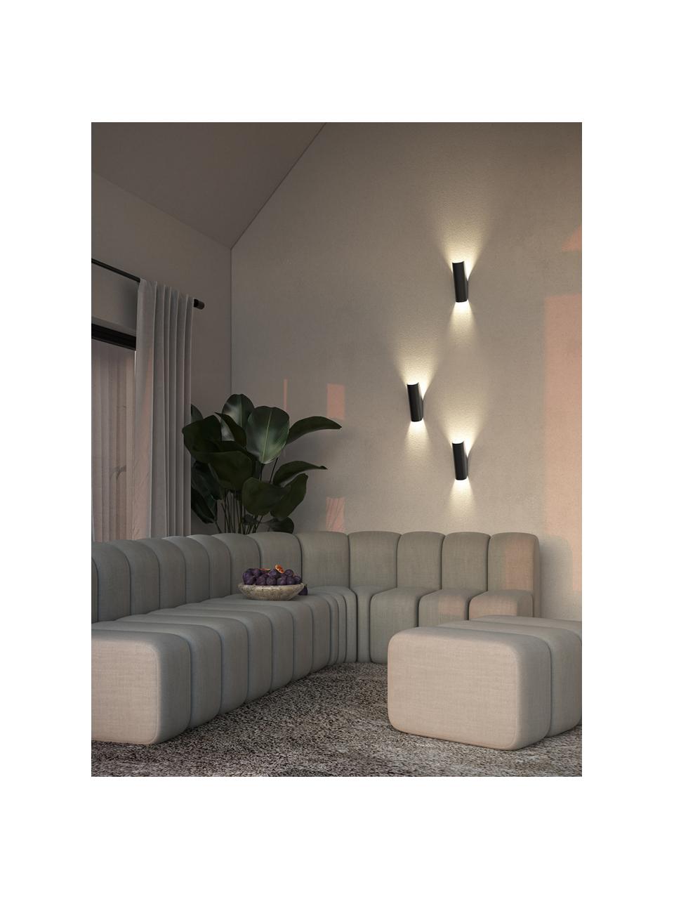 Kleine wandlamp Notta, Gecoat metaal, Zwart, D 16 x H 25 cm