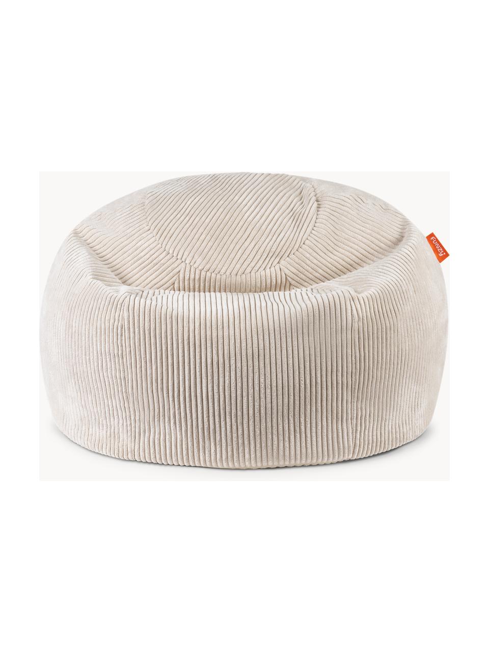 Pouf fait main en velours côtelé pour enfant Flora, Velours côtelé beige, larg. 85 x haut. 50 cm