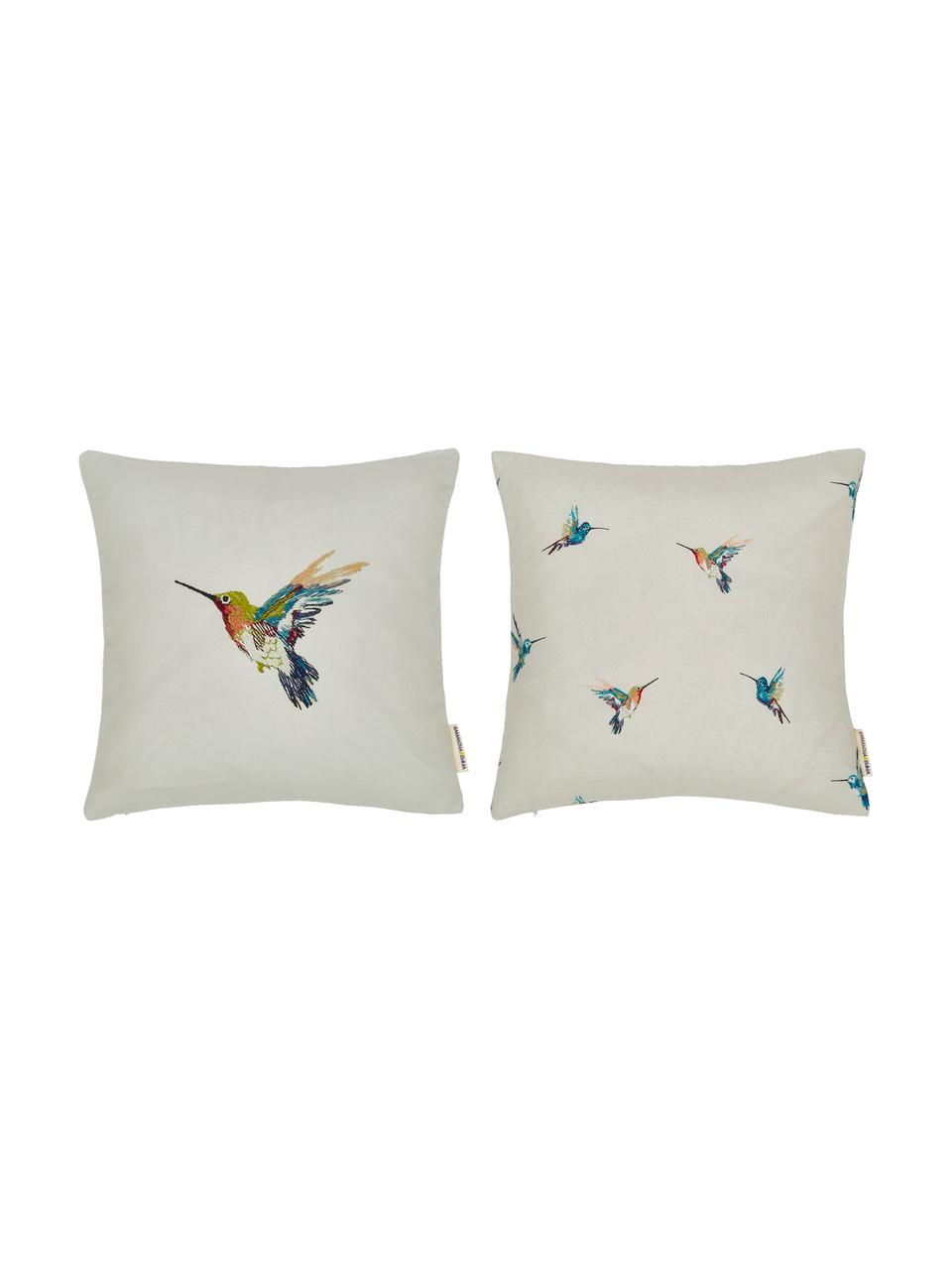 Kussenhoezen Joanna met kolibriemotief, 2 stuks, 100% polyester, Multicolour, 40 x 40 cm