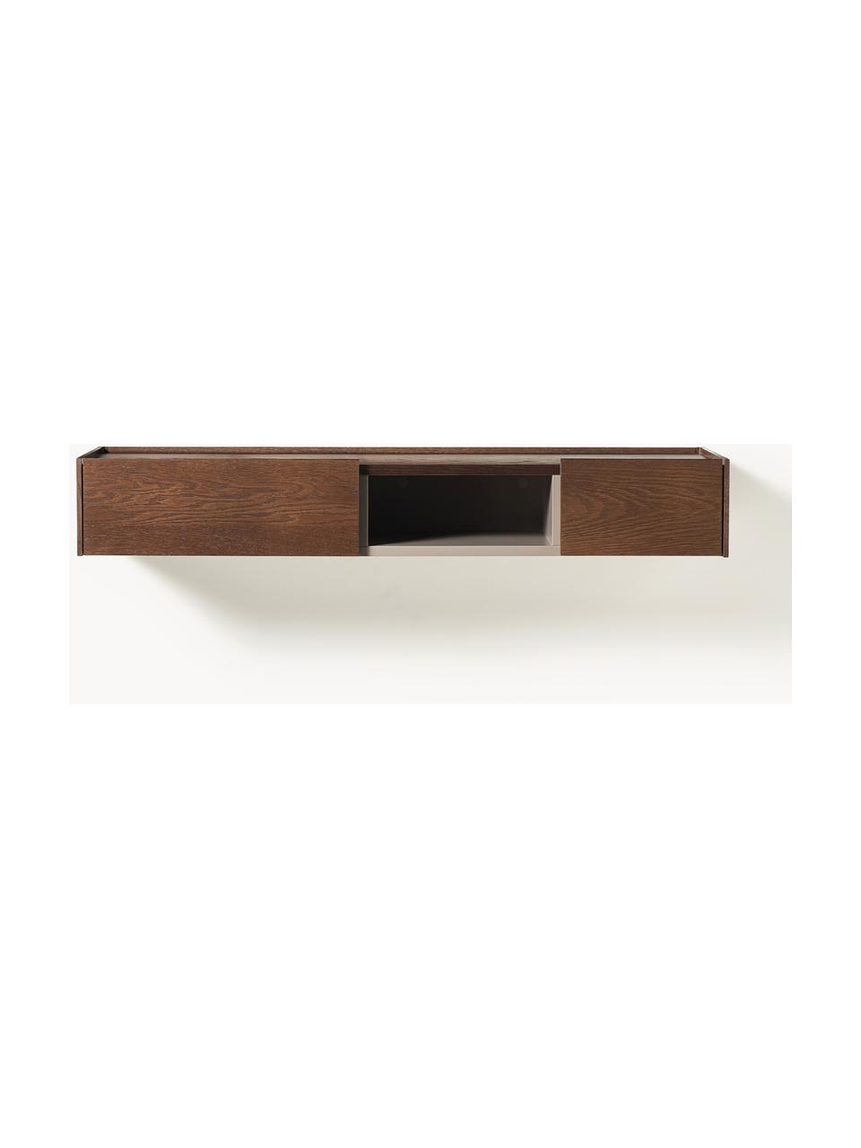 Console murale en bois Larsen, Panneau de particules avec placage en bois de chêne

Ce produit est fabriqué à partir de bois certifié FSC® issu d'une exploitation durable, Chêne brun foncé laqué, larg. 112 x haut. 17 cm