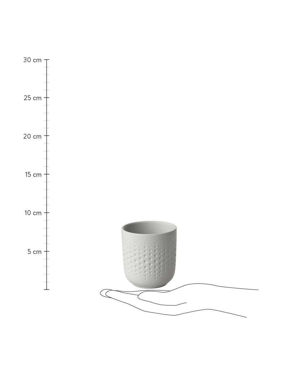 Tazas con relieve Collier, 2 uds., Porcelana, Blanco, Ø 9 x Al 9 cm, 290 ml