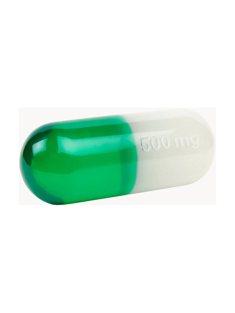 Pieza decorativa Pill, Poliacrílico pulido, Blanco, verde, An 29 x Al 13 cm
