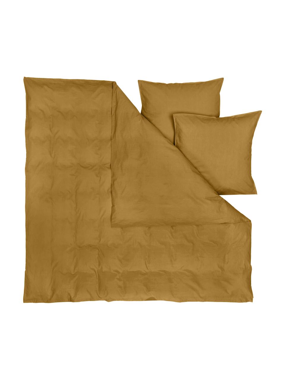 Pościel z bawełny z efektem sprania Arlene, Żółty, 200 x 200 cm + 2 poduszki 80 x 80 cm
