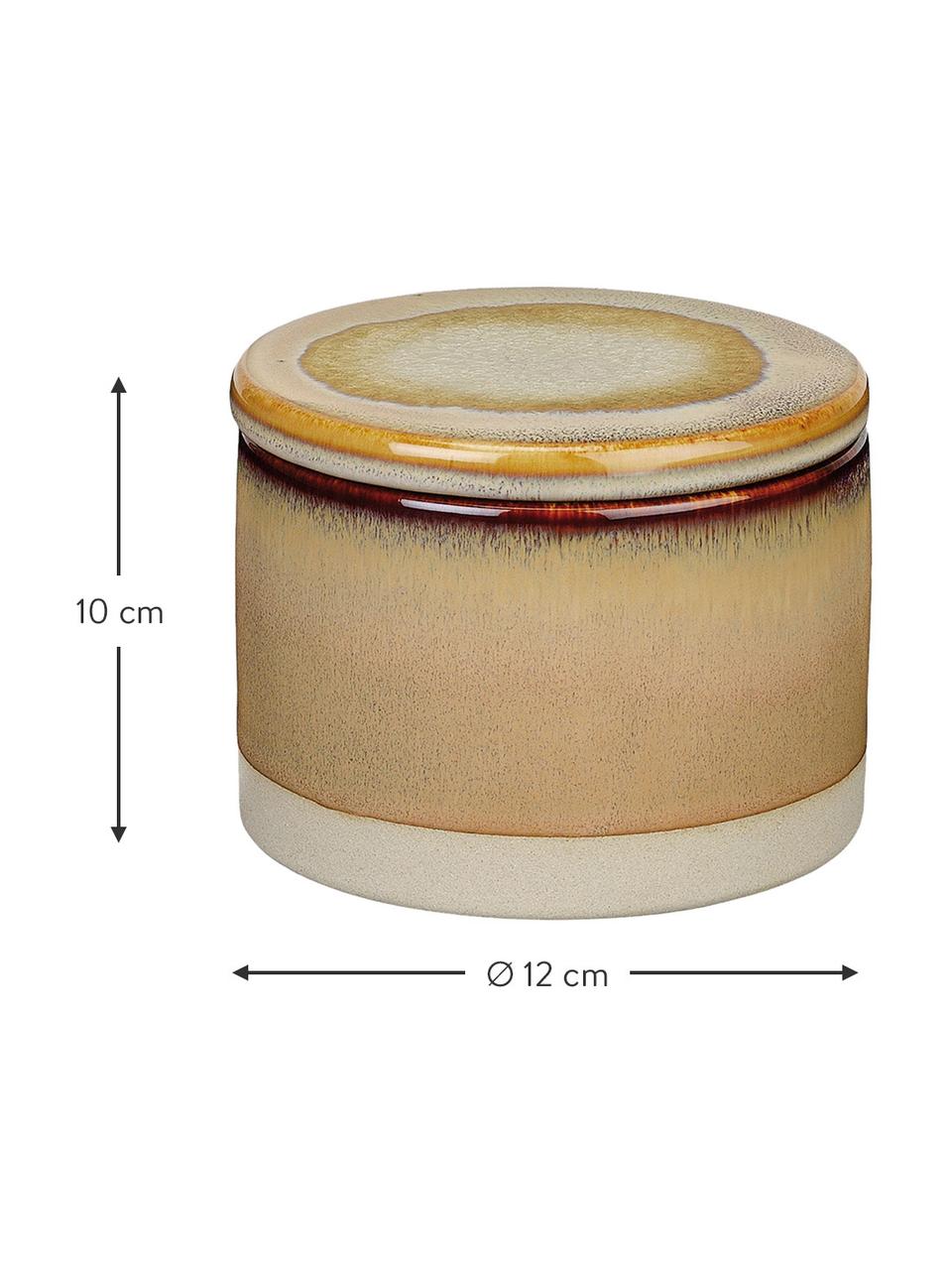 Boîte de rangement céramique Glazo, Céramique, Tons beiges, Ø 12 x haut. 10 cm