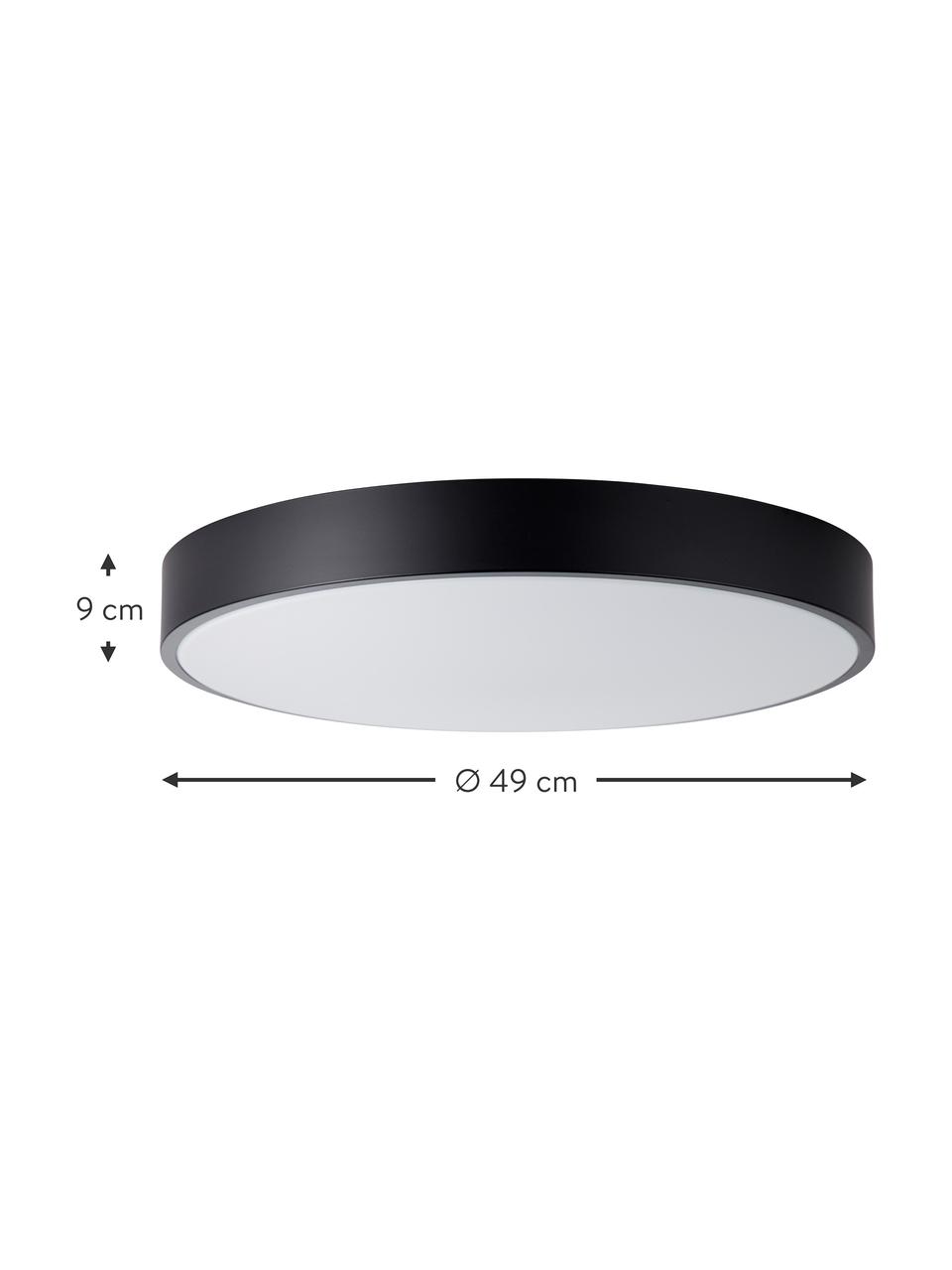 Plafoniera a LED con disco diffusore Slimline, Struttura: metallo rivestito, Nero, bianco, Ø 49 x Alt. 9 cm
