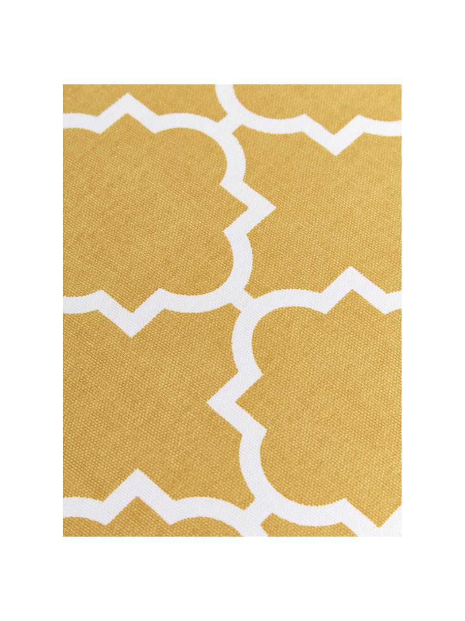Kussenhoes Lana in mosterdgeel met grafisch patroon, 100% katoen, Mosterdgeel, wit, B 45 x L 45 cm