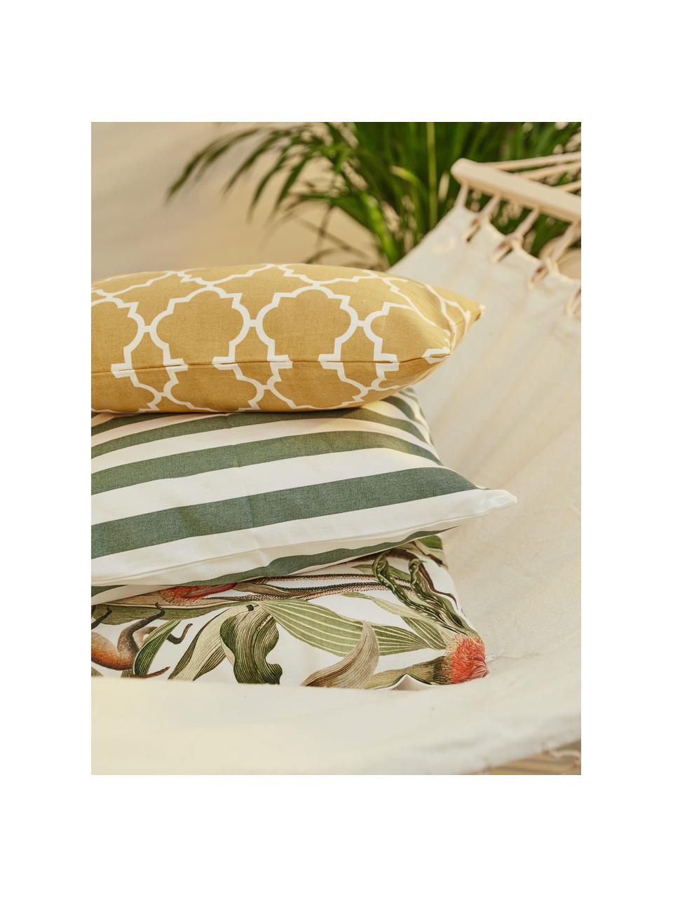 Housse de coussin 45x45 jaune moutarde imprimé graphique Lana, 100 % coton, Jaune moutarde, blanc, larg. 45 x long. 45 cm