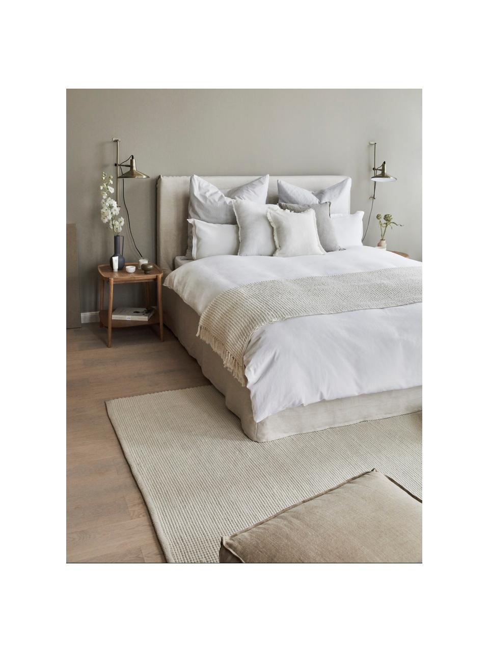 Cama tapizada Feather, con espacio de almacenamiento, Tapizado:  poliéster (texturizado) , Estructura: madera de pino maciza y p, Tejido beige, An 200 x L 200 cm