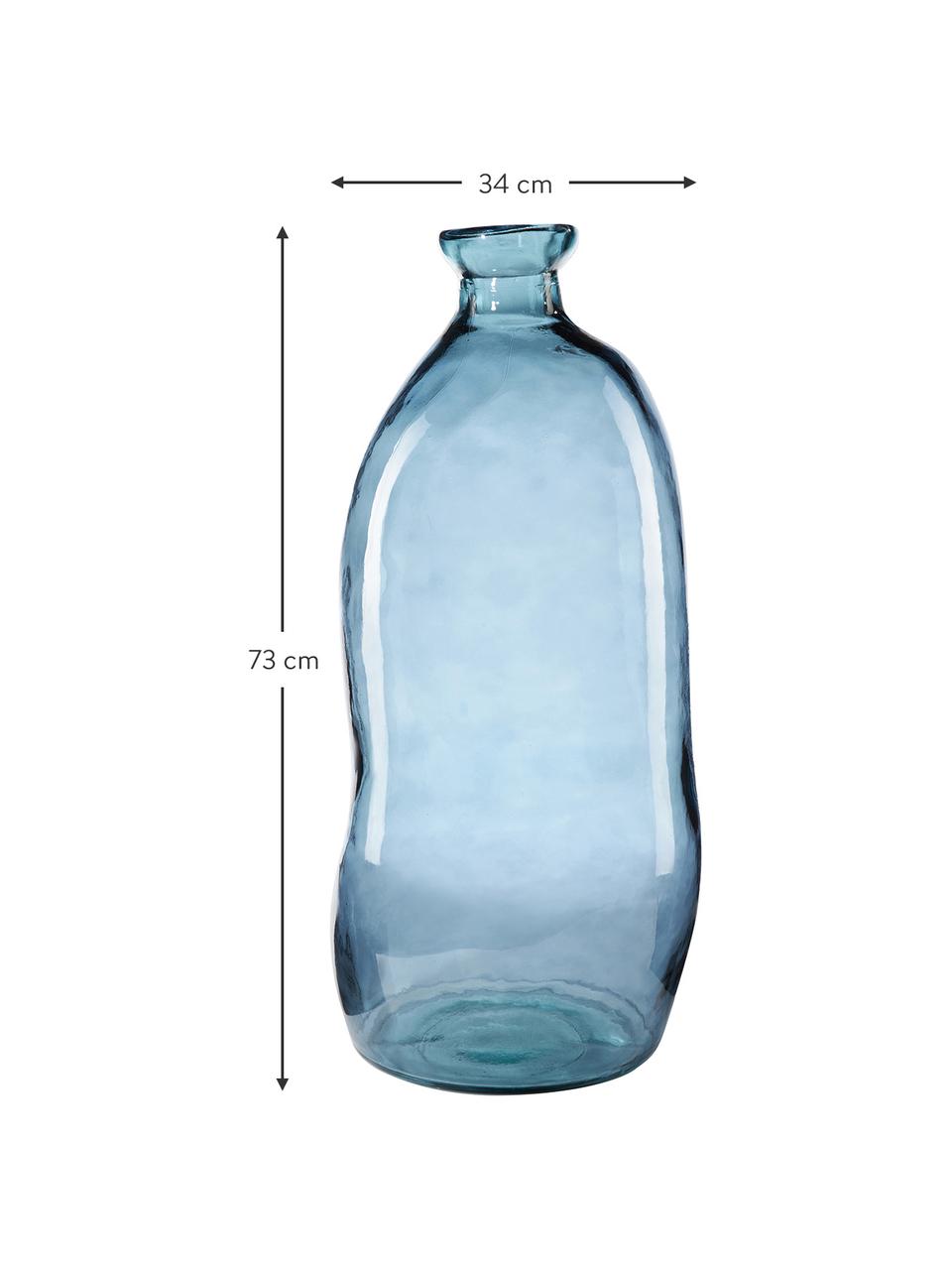 Wazon ze szkła Dina, Szkło z recyklingu z certyfikatem GRS, Niebieski, Ø 34 x W 73 cm