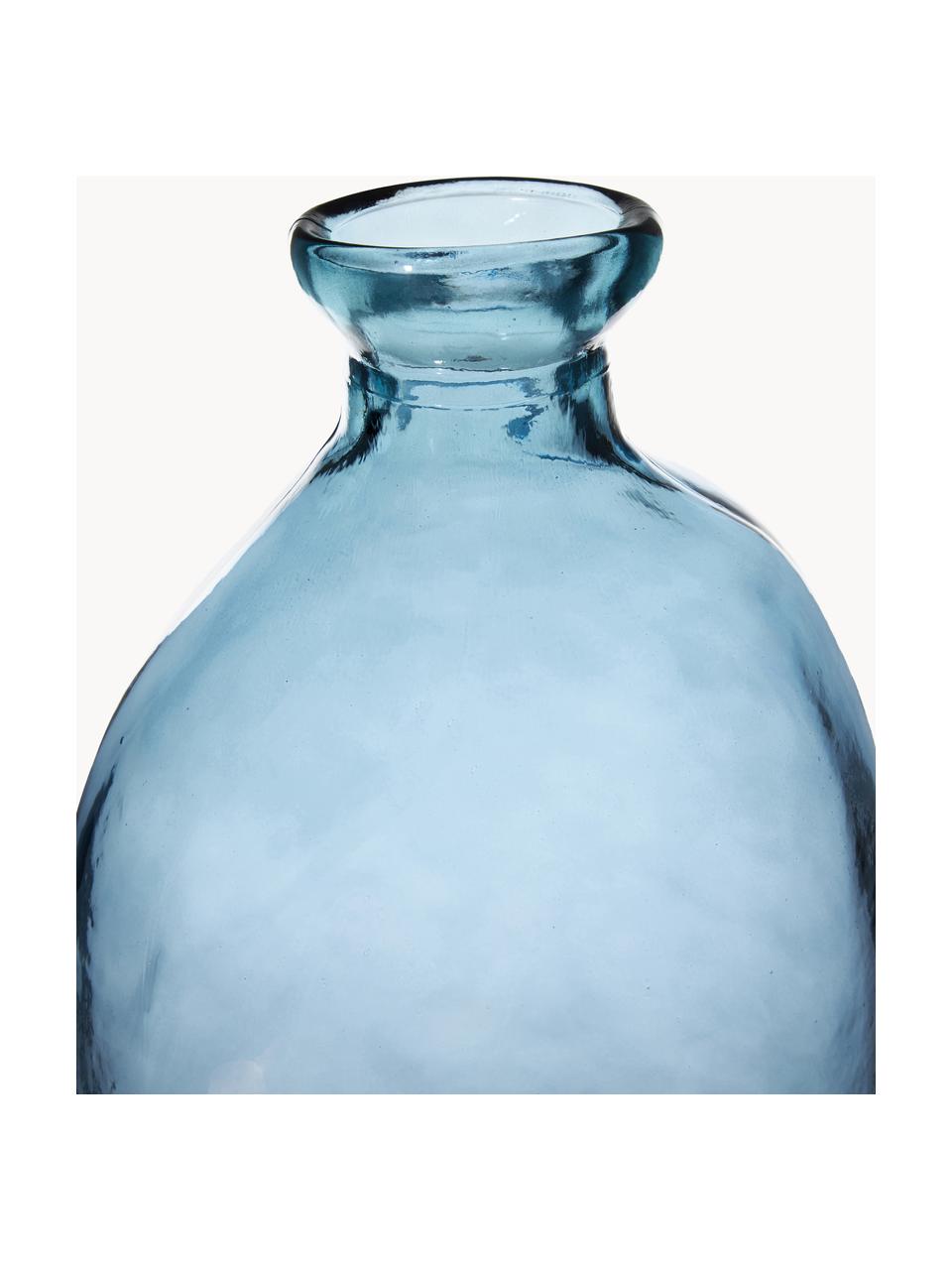 Jarrón botella Dina, Vidrio reciclado con certificado GRS, Azul, Ø 34 x Al 73