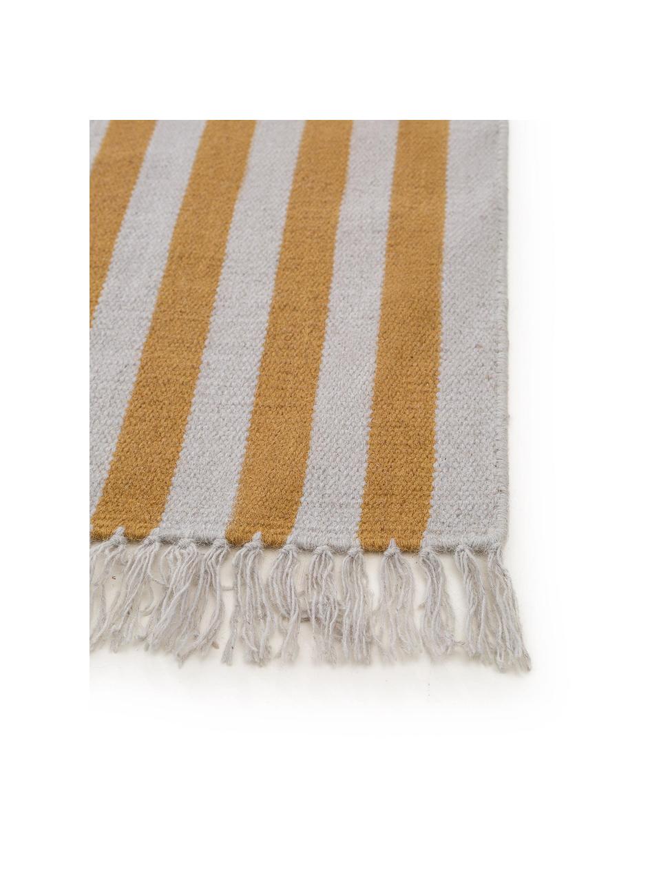 Tapis en laine jaune et gris Gitta, Jaune, gris clair