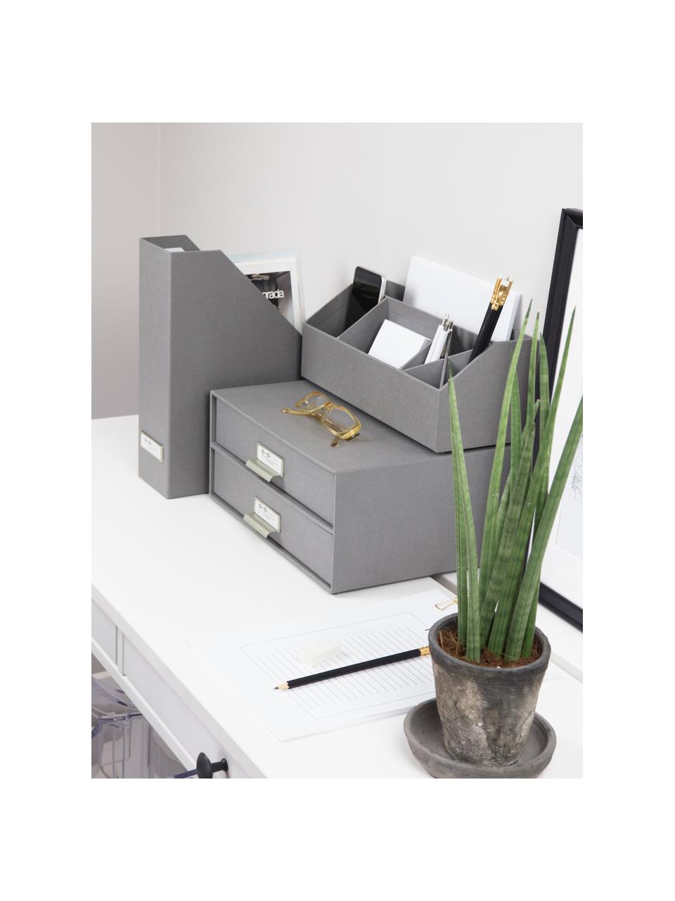 Büro-Organizer Birger, Organizer: Canvas, fester Karton, Griffe: Metall, Grau, B 33 x T 25 cm