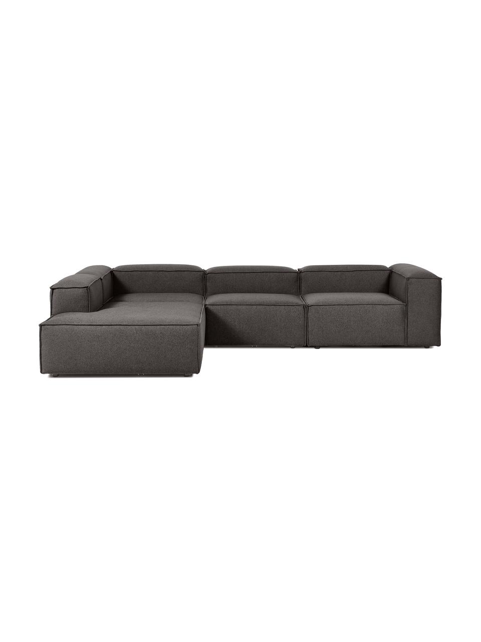Sofá rinconera modular grande Lennon, Tapizado: 100% poliéster Alta resis, Estructura: madera de pino maciza, ma, Patas: plástico, Tejido gris antracita, An 329 x Al 68 cm, chaise longue izquierda