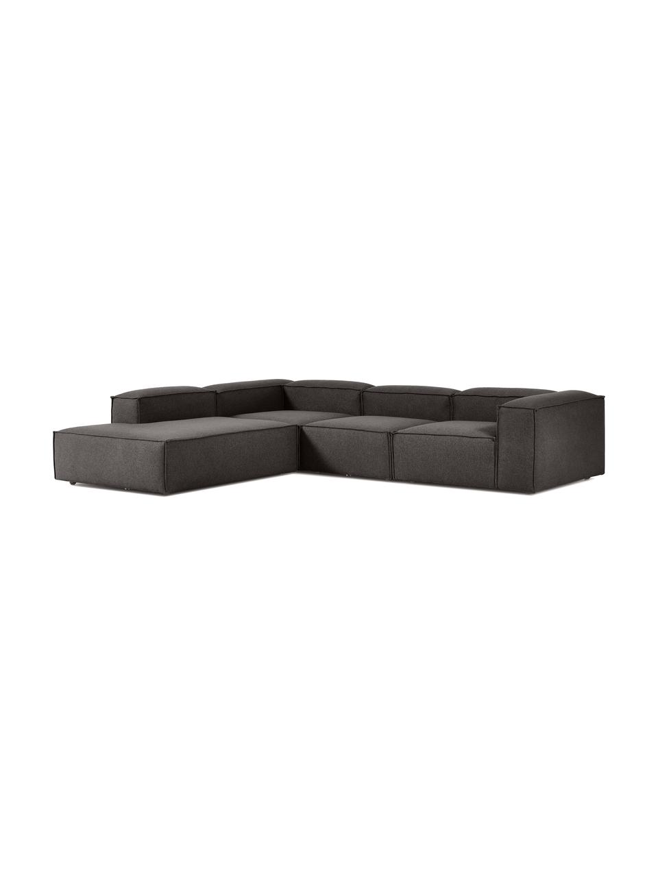 Narożna sofa modułowa XL Lennon, Tapicerka: 100% poliester Dzięki tka, Stelaż: lite drewno, sklejka, Nogi: tworzywo sztuczne, Antracytowa tkanina, S 329 x W 68 cm, lewostronna