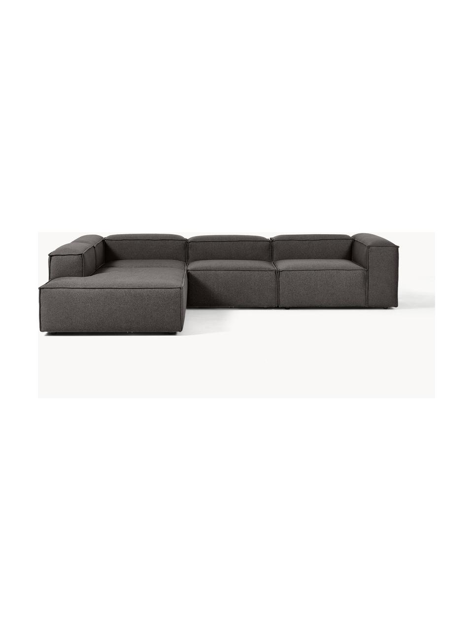 Modulares XL-Ecksofa Lennon, Bezug: 100 % Polyester Der strap, Gestell: Massives Kiefernhol, Sper, Webstoff Anthrazit, B 329 x T 269 cm, Eckteil links