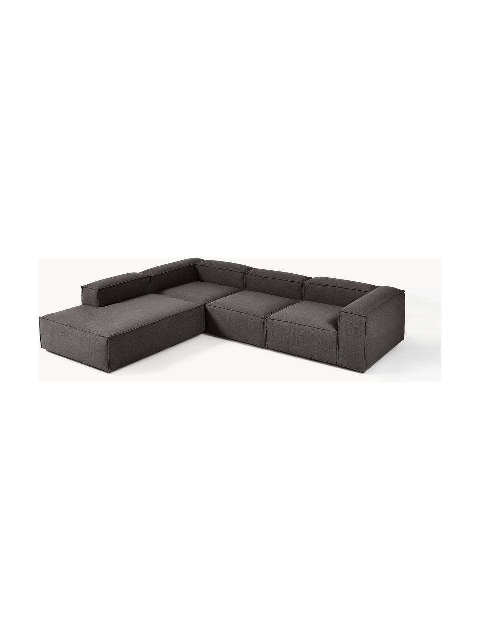 Modulares XL-Ecksofa Lennon, Bezug: 100 % Polyester Der strap, Gestell: Massives Kiefernholz FSC-, Webstoff Anthrazit, B 329 x T 269 cm, Eckteil links