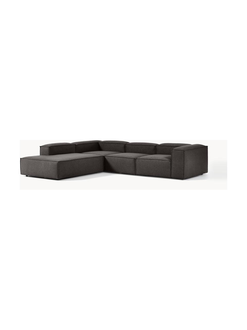 Modulares XL-Ecksofa Lennon, Bezug: 100 % Polyester Der strap, Gestell: Massives Kiefernhol, Sper, Webstoff Anthrazit, B 329 x T 269 cm, Eckteil links