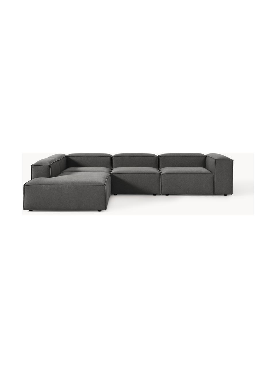 Narożna sofa modułowa XL Lennon, Tapicerka: 100% poliester Dzięki tka, Stelaż: lite drewno sosnowe, skle, Nogi: tworzywo sztuczne Ten pro, Antracytowa tkanina, S 329 x G 269 cm, lewostronna